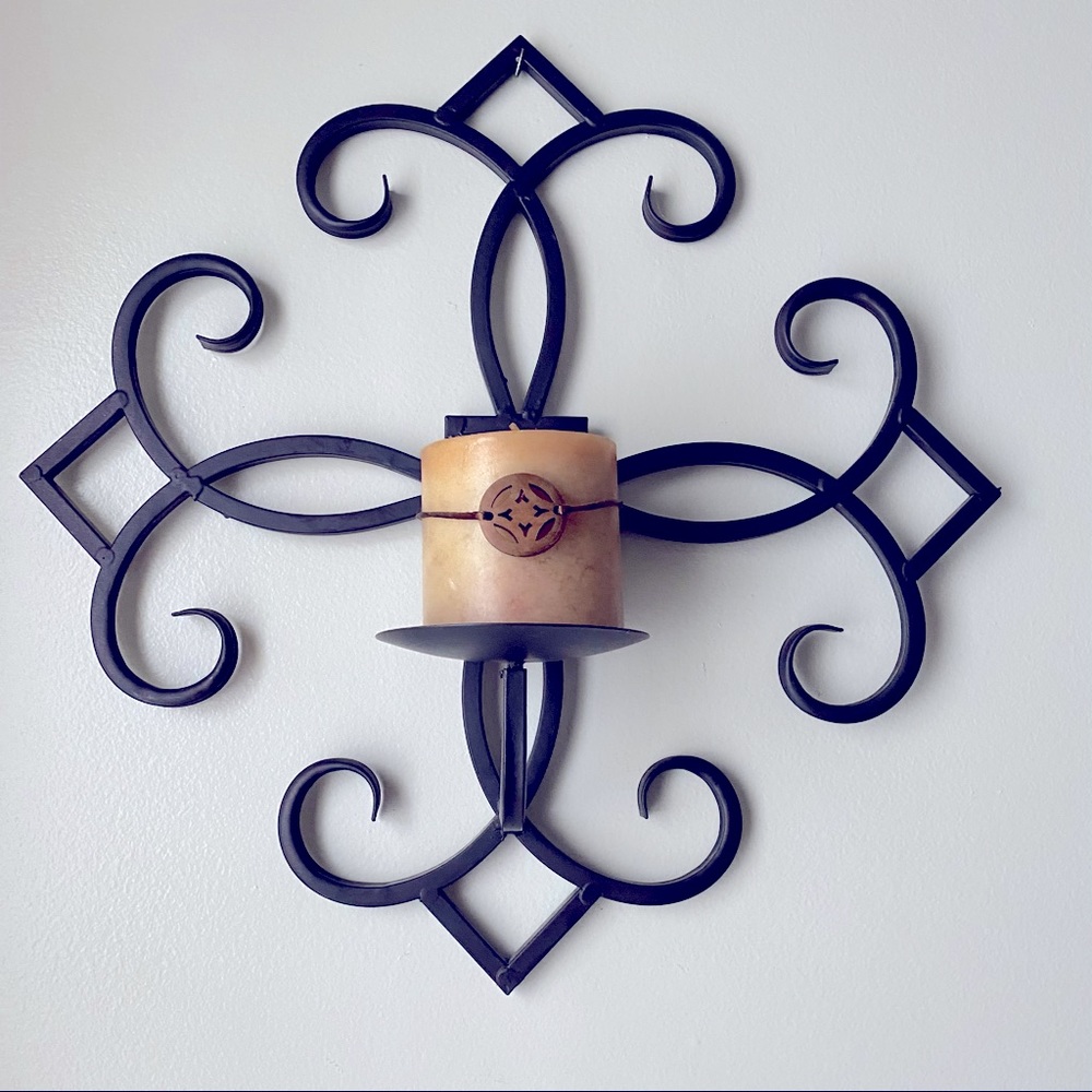 Wrought iron wall candle holder